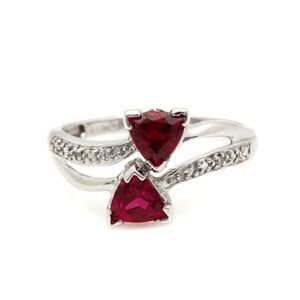 10K White Gold Ruby and Diamond Ring